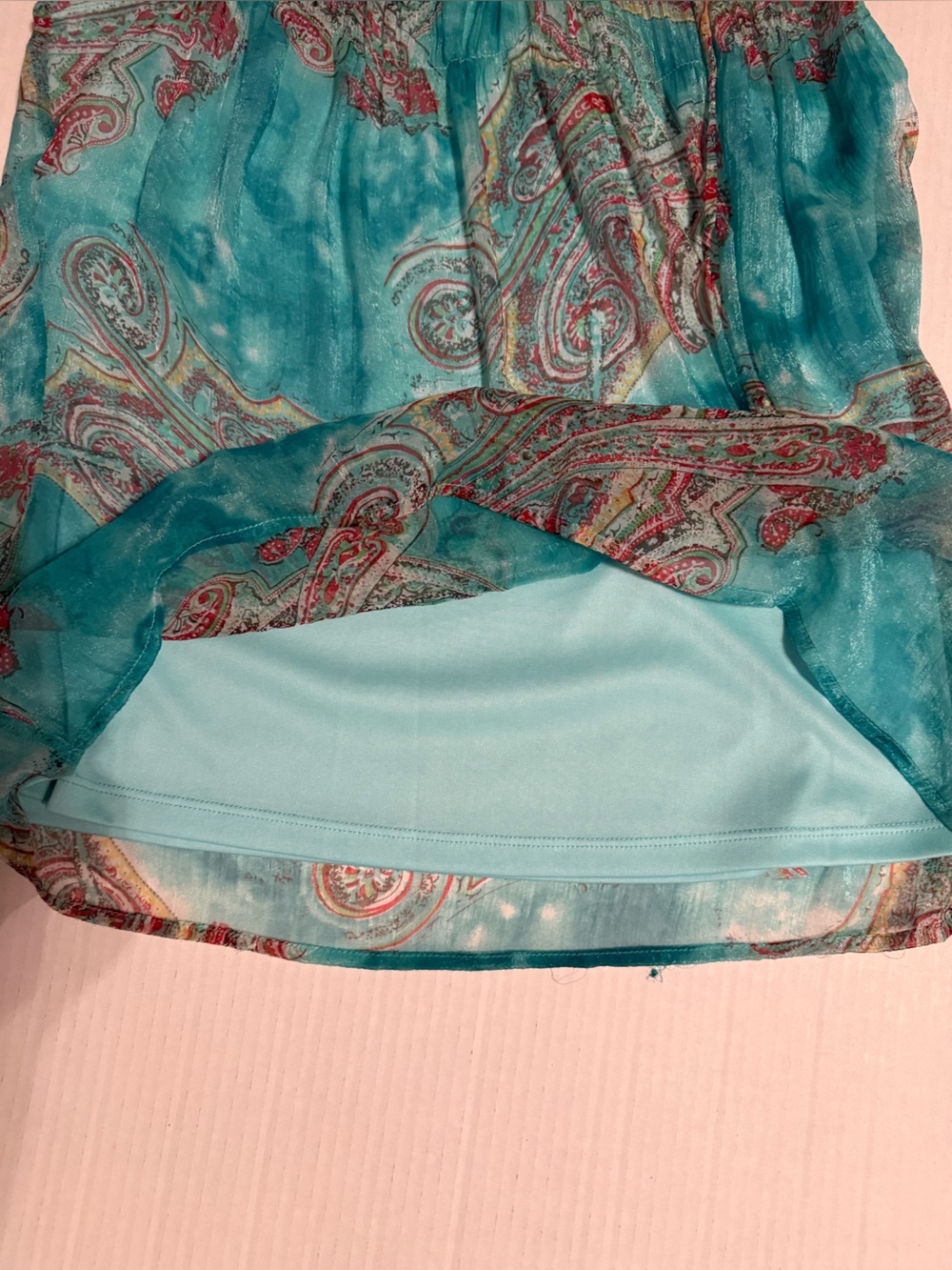 Lightweight Turquoise Paisley Sleeveless Blouse - Casual Women's Top M Aoiva - Picture 5 of 7